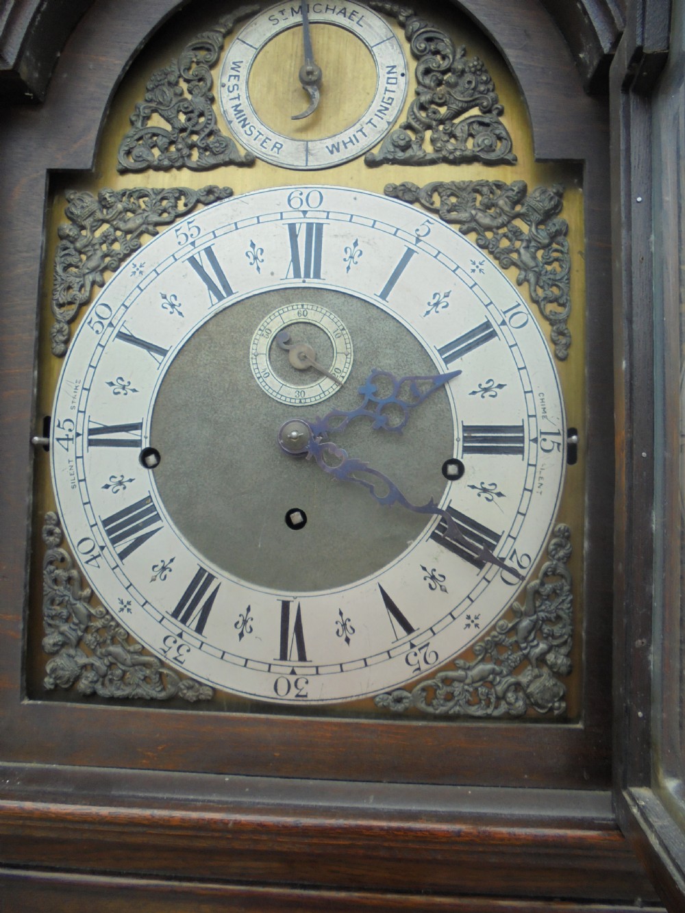 19th century long case clock Westminster and Whittington chime View V