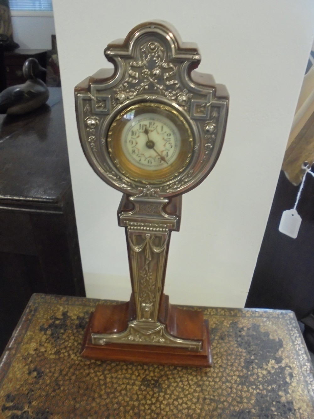 Silver Art Nouveau miniature clock . Hall marked View II