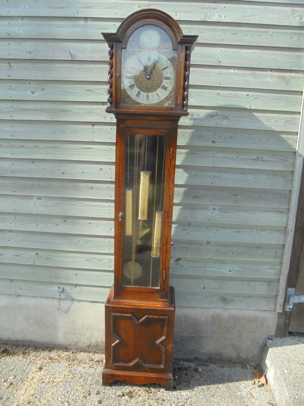 Late 19th century oak three weight long case clock View II