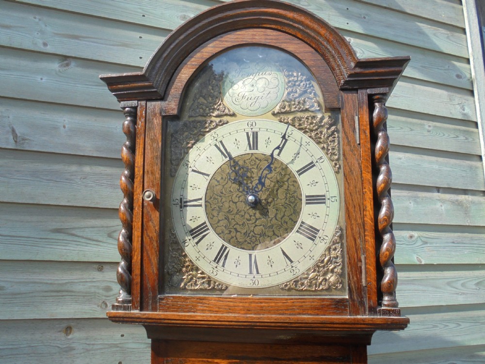 Late 19th century oak three weight long case clock View VI