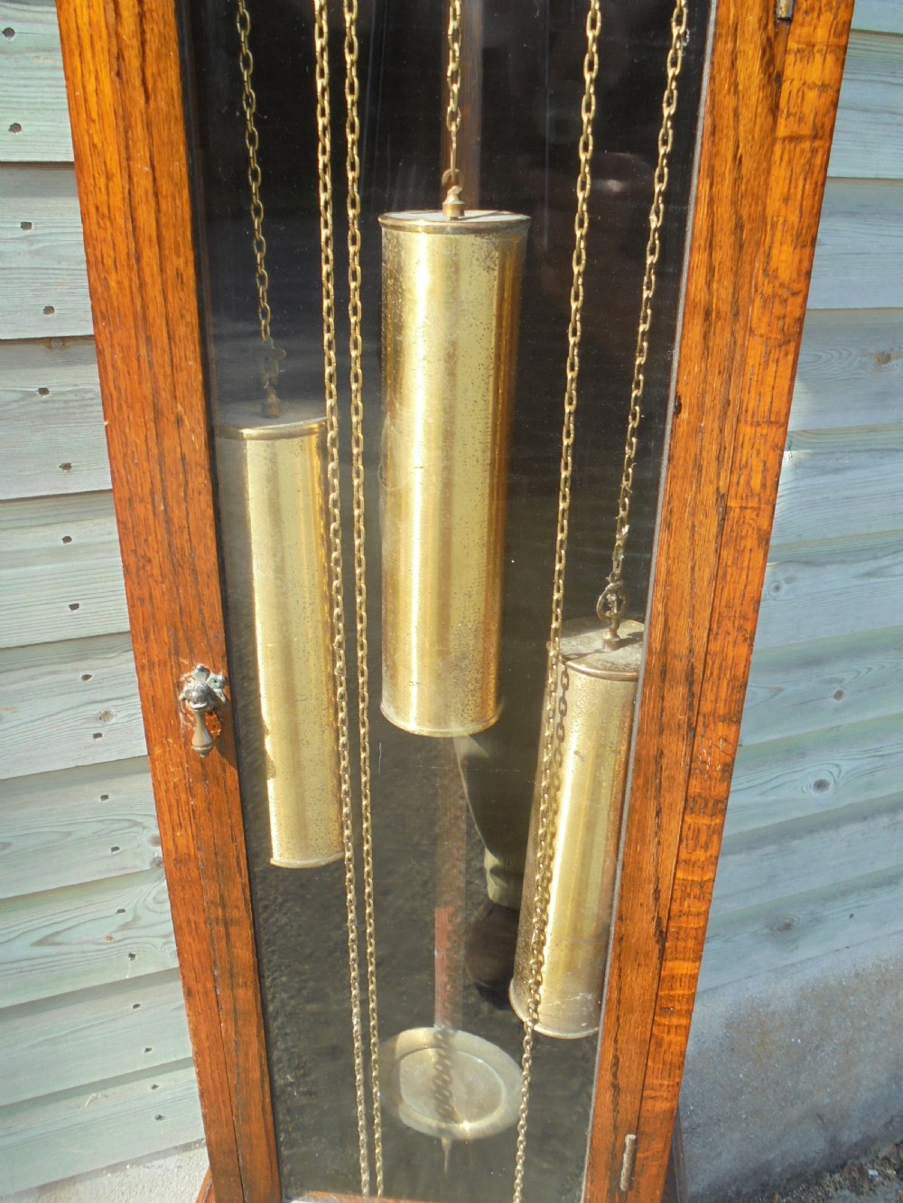Late 19th century oak three weight long case clock View VII