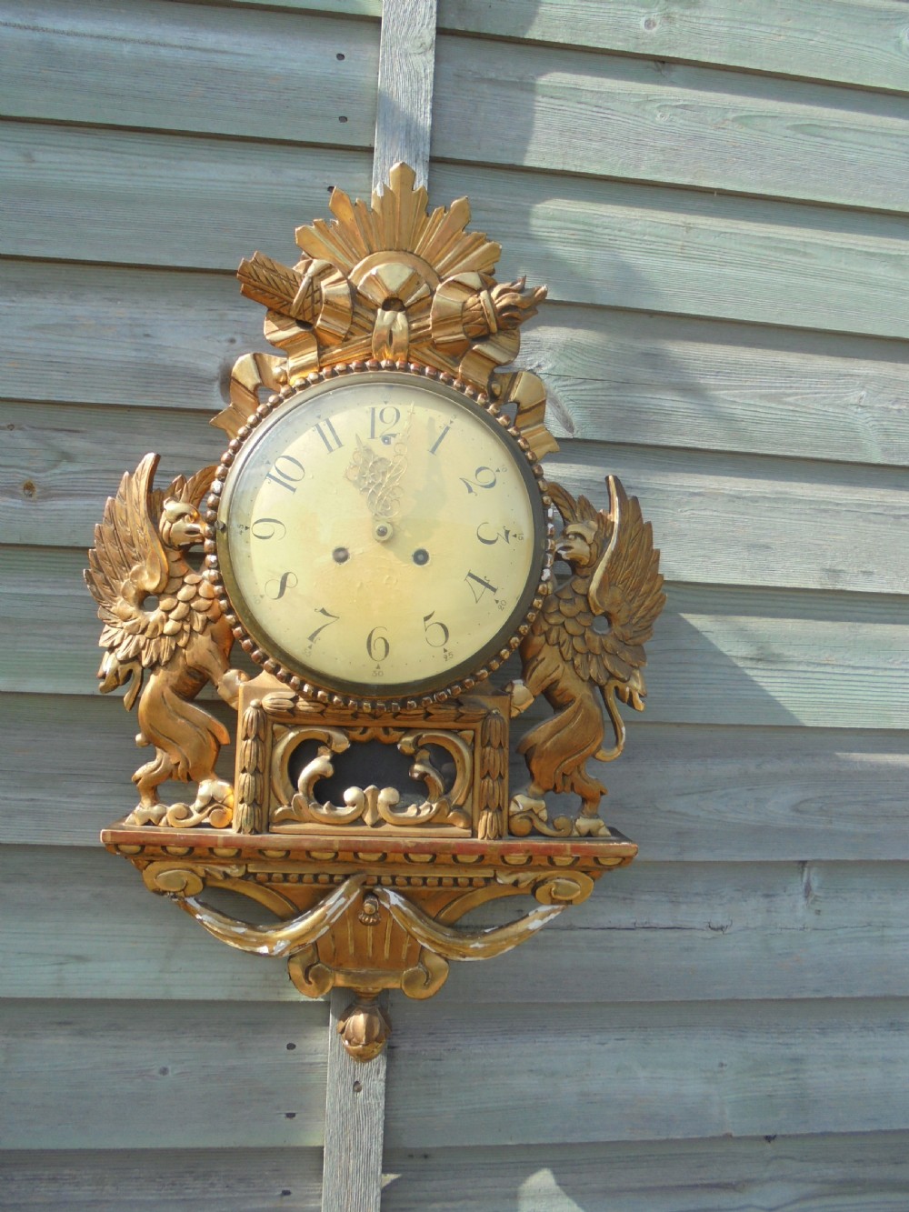 19th century gilded wood Cartel clock