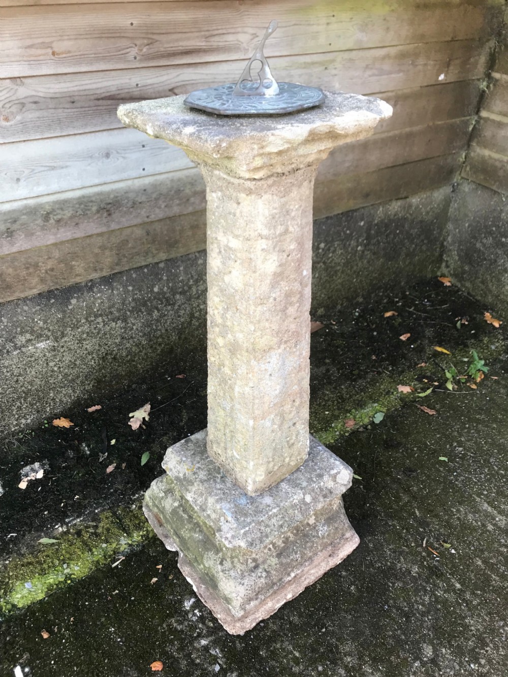 Early Somerset Hamstone pedestal with bronze sun dial View II