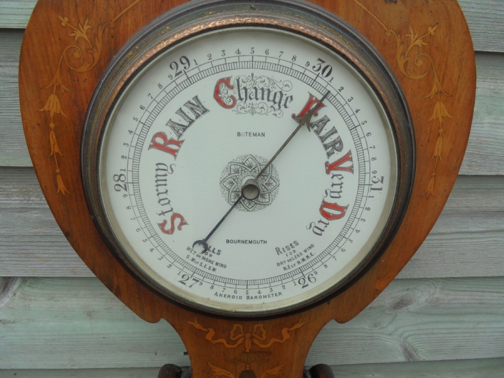 Art Nouveau inlaid aneroid barometer by Bateman Bournemouth View III