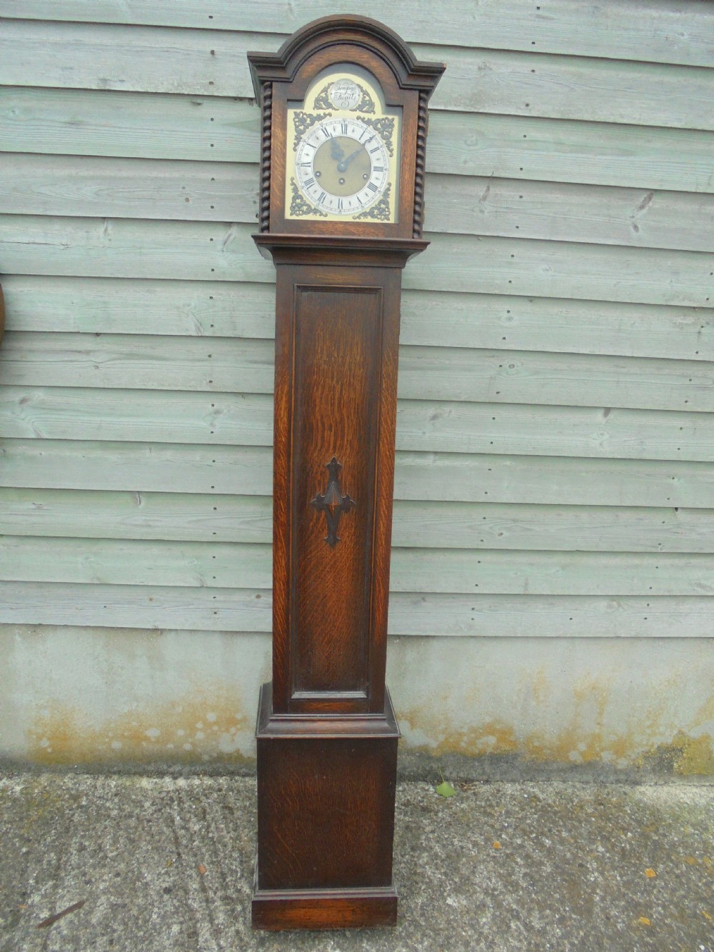 Jacobean style oak Grandmother clock