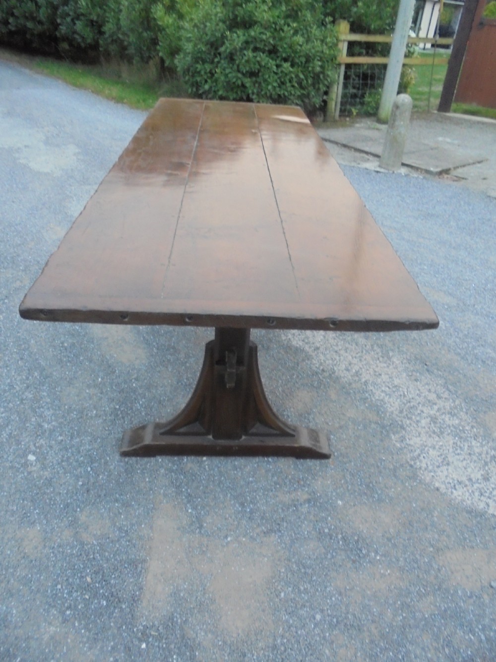 English oak refectory, farmhouse, dining table. Seats ten. View VI