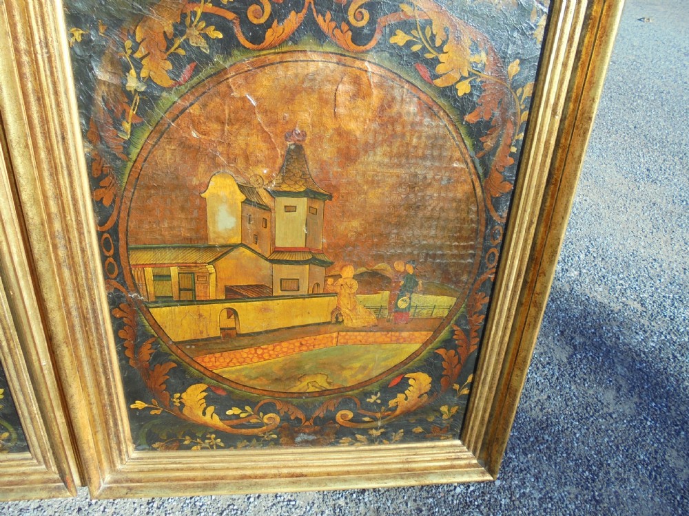 Pair of 18th century Chinese polychrome paintings on leather View IV