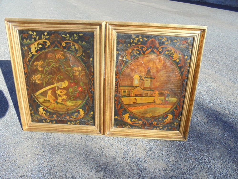 Pair of 18th century Chinese polychrome paintings on leather View VI