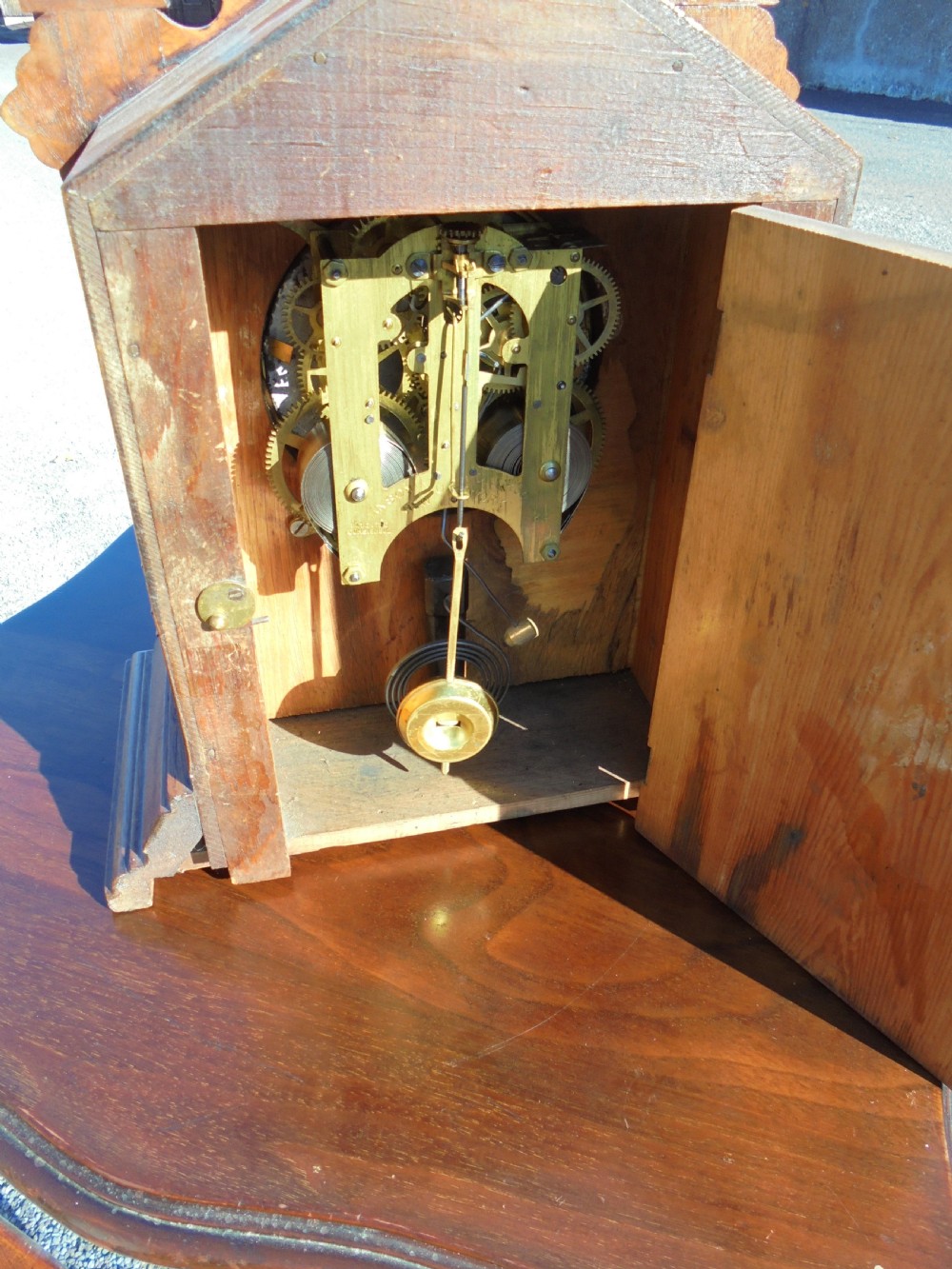 Victorian walnut mantle clock. Ansonia Company USA View V