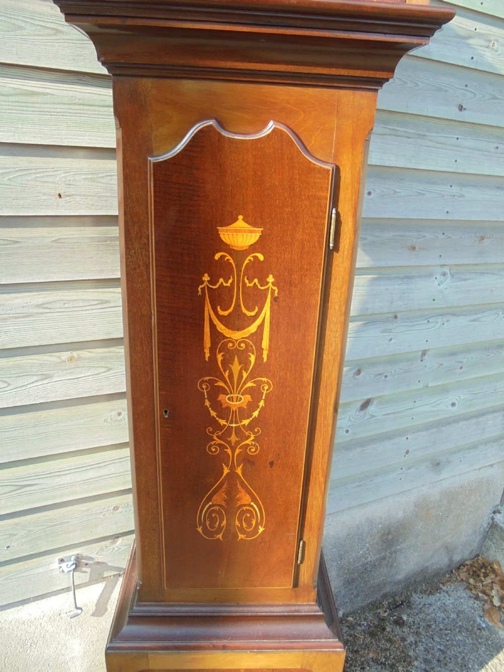 Late 19th century marquetry long case Grandfather clock View IV