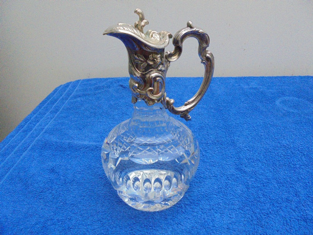 Victorian silver plated cut glass Claret jug