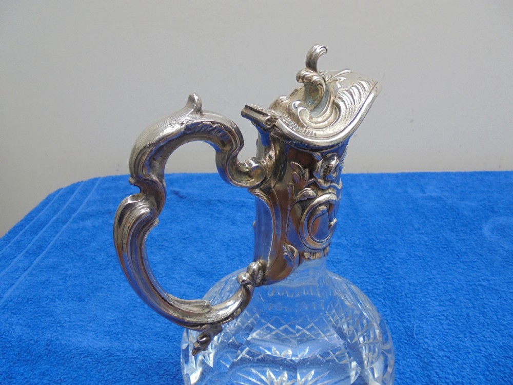 Victorian silver plated cut glass Claret jug View II