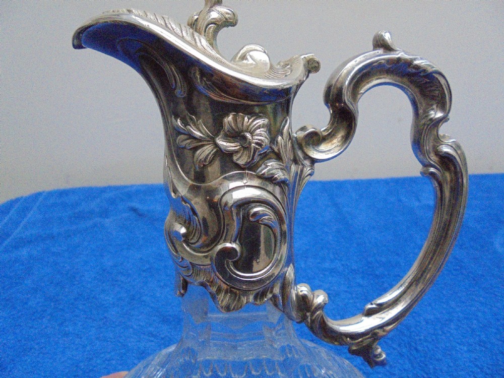 Victorian silver plated cut glass Claret jug View III