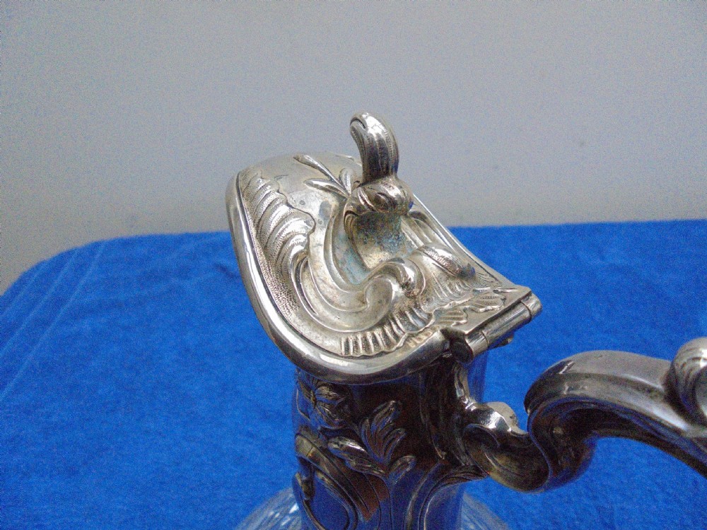 Victorian silver plated cut glass Claret jug View IV