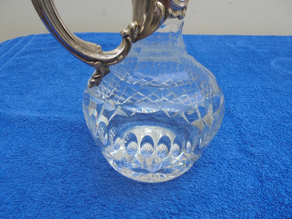 Victorian silver plated cut glass Claret jug View V