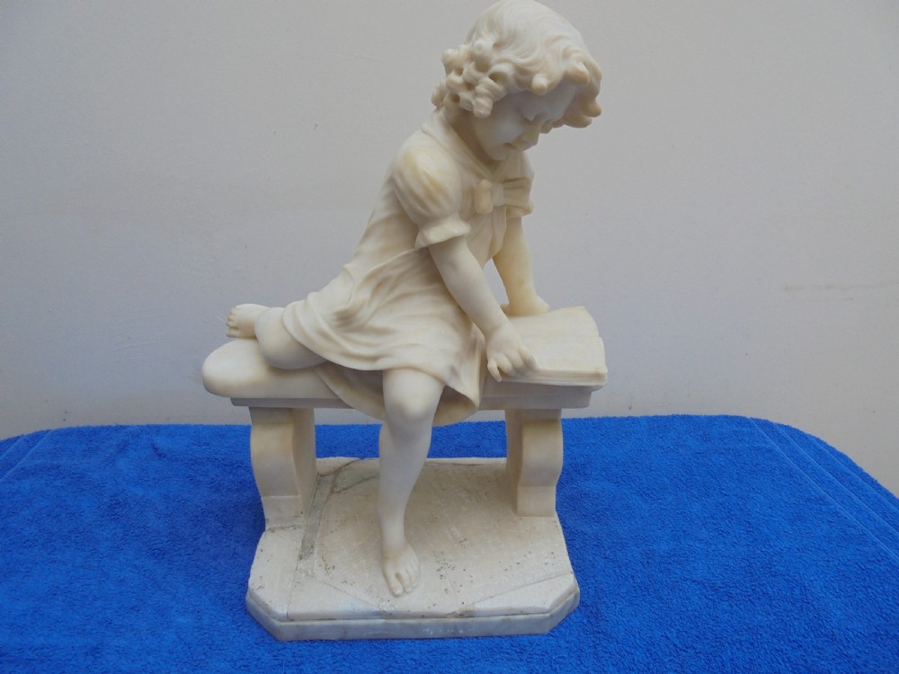 Italian carved alabaster, marble figure of young girl