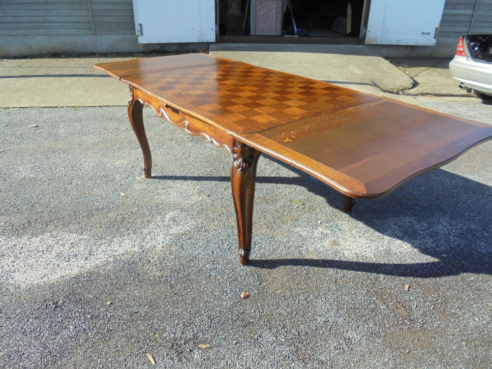 French oak parquetry dining kitchen table  View III
