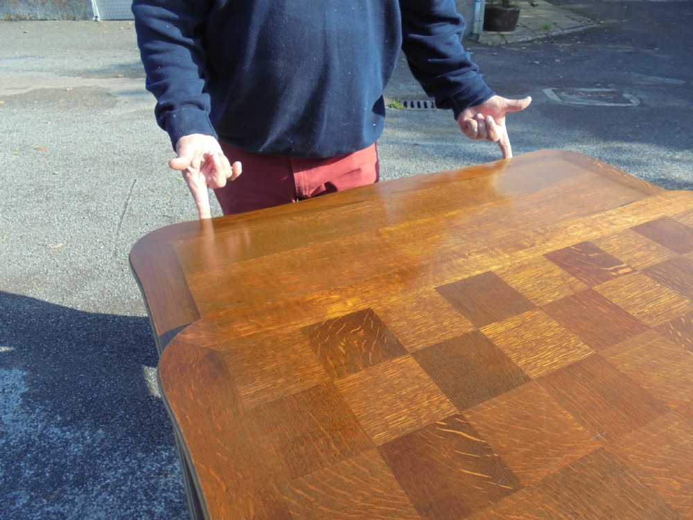 French oak parquetry dining kitchen table  View VIII