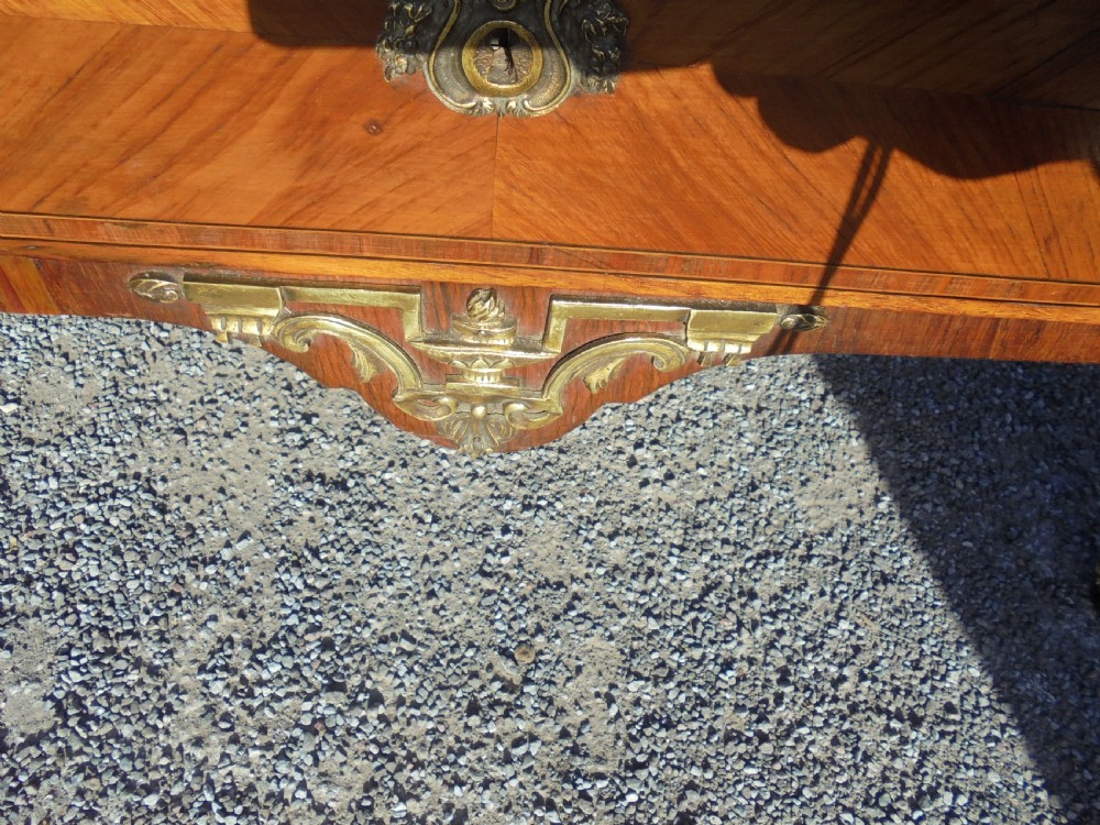 19th century French marble top marquetry cabinet View V