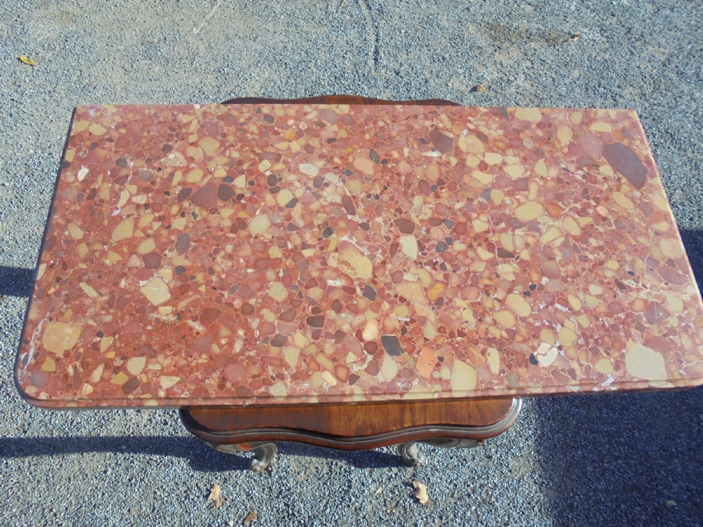 19th century French marble top marquetry cabinet View XII