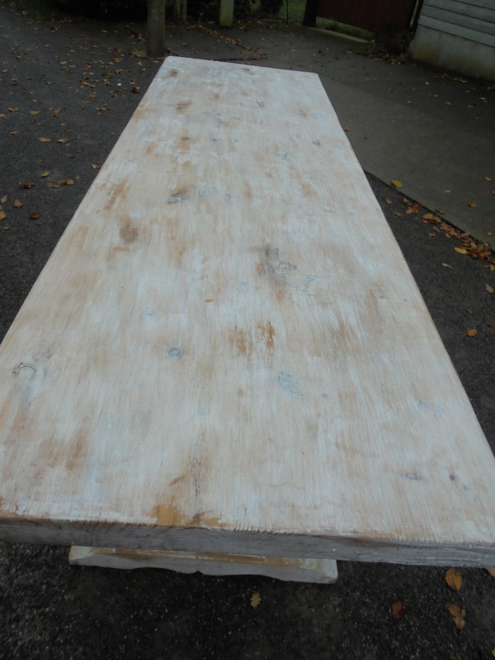 French white waxed pine farmhouse kitchen dining table Seat ten View IV