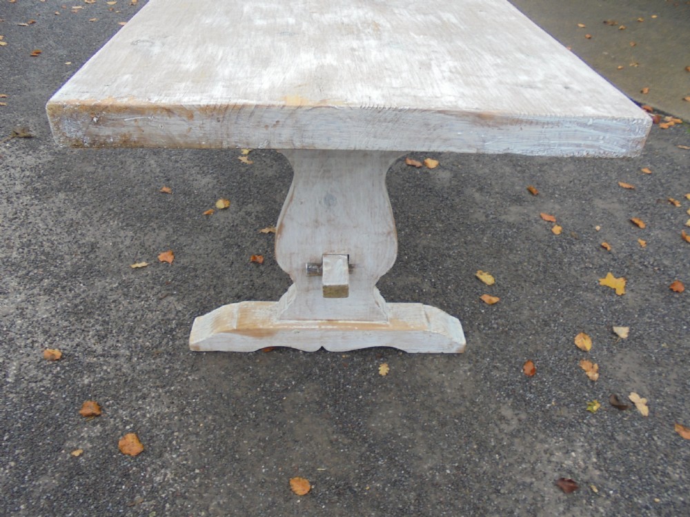 French white waxed pine farmhouse kitchen dining table Seat ten View V