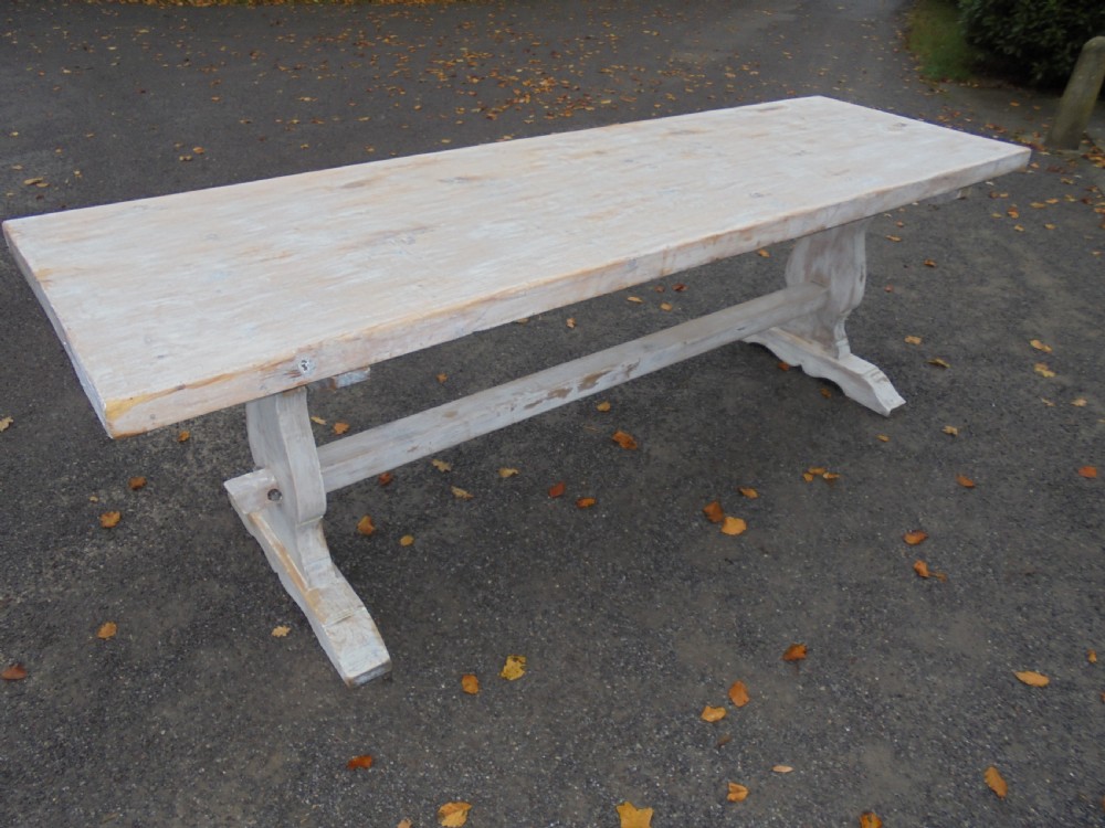French white waxed pine farmhouse kitchen dining table Seat ten View VI