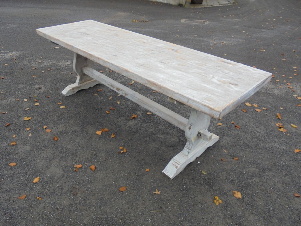 French white waxed pine farmhouse kitchen dining table Seat ten View VII