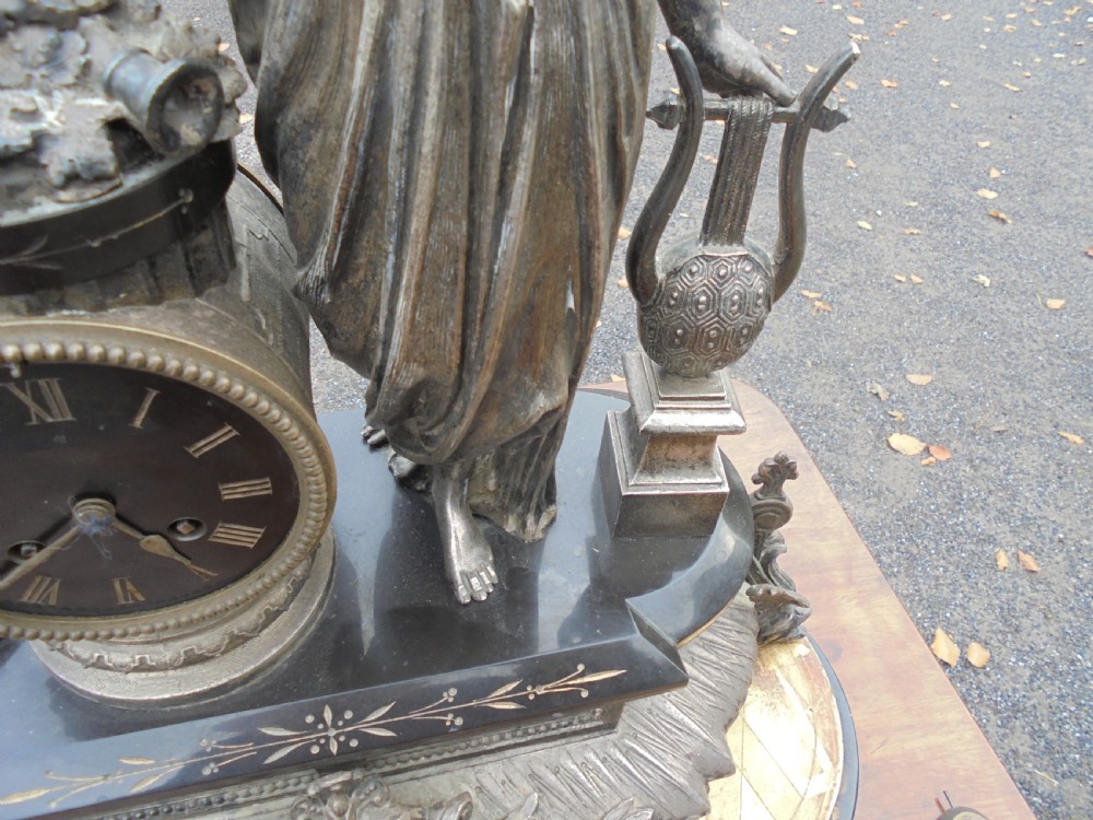 French silver plated mantle clock View II