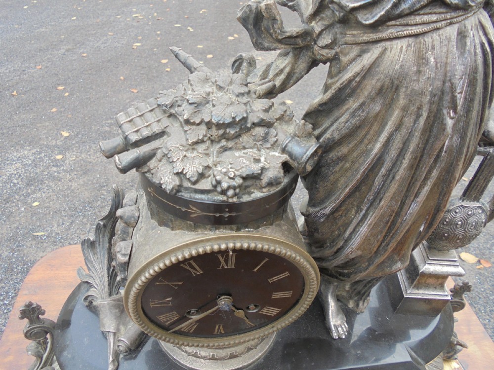 French silver plated mantle clock View VI