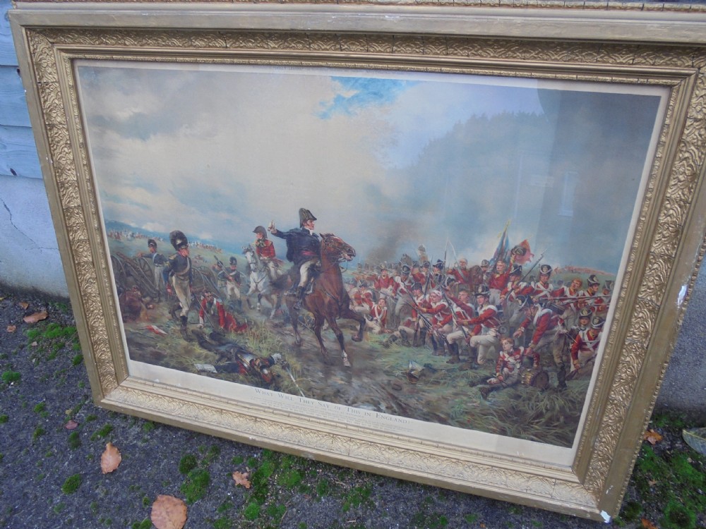 Victorian framed print Wellington at Waterloo