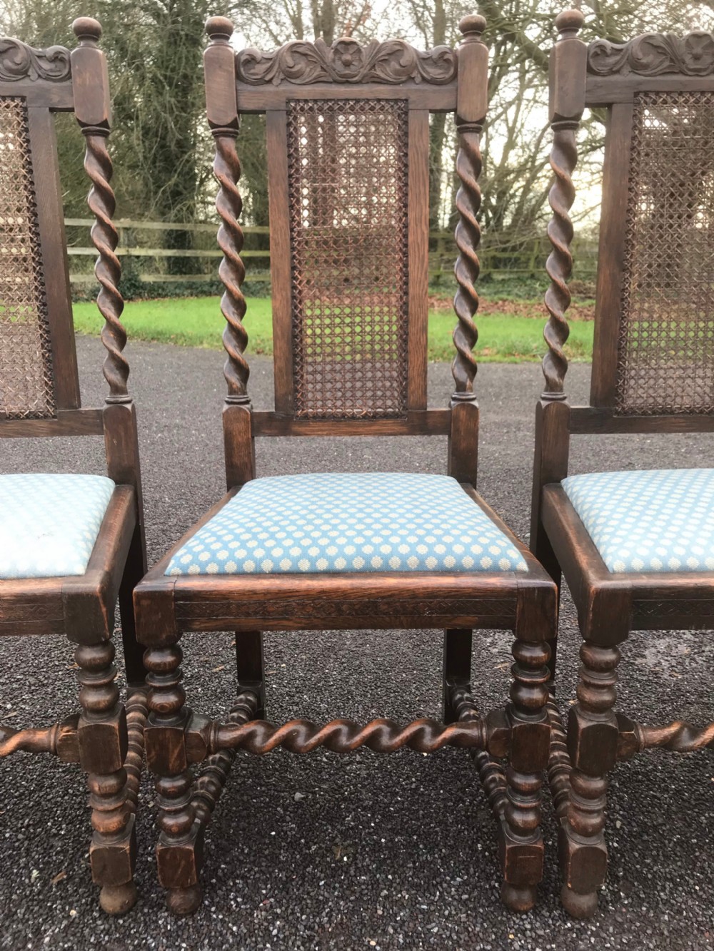 Set of six Victorian  Jacobean style dining chairs View II
