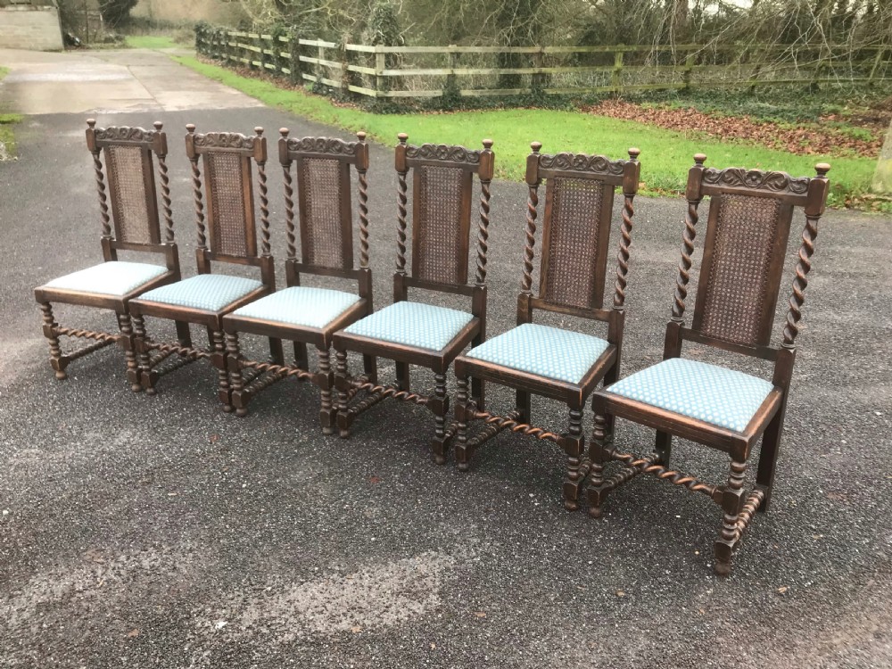 Set of six Victorian  Jacobean style dining chairs View III