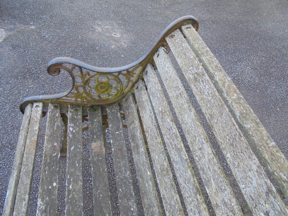 19th century Classic garden bench with cast iron ends View VI