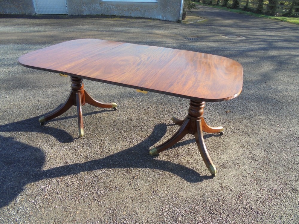 George 3rd Mahogany twin pillar dining table 