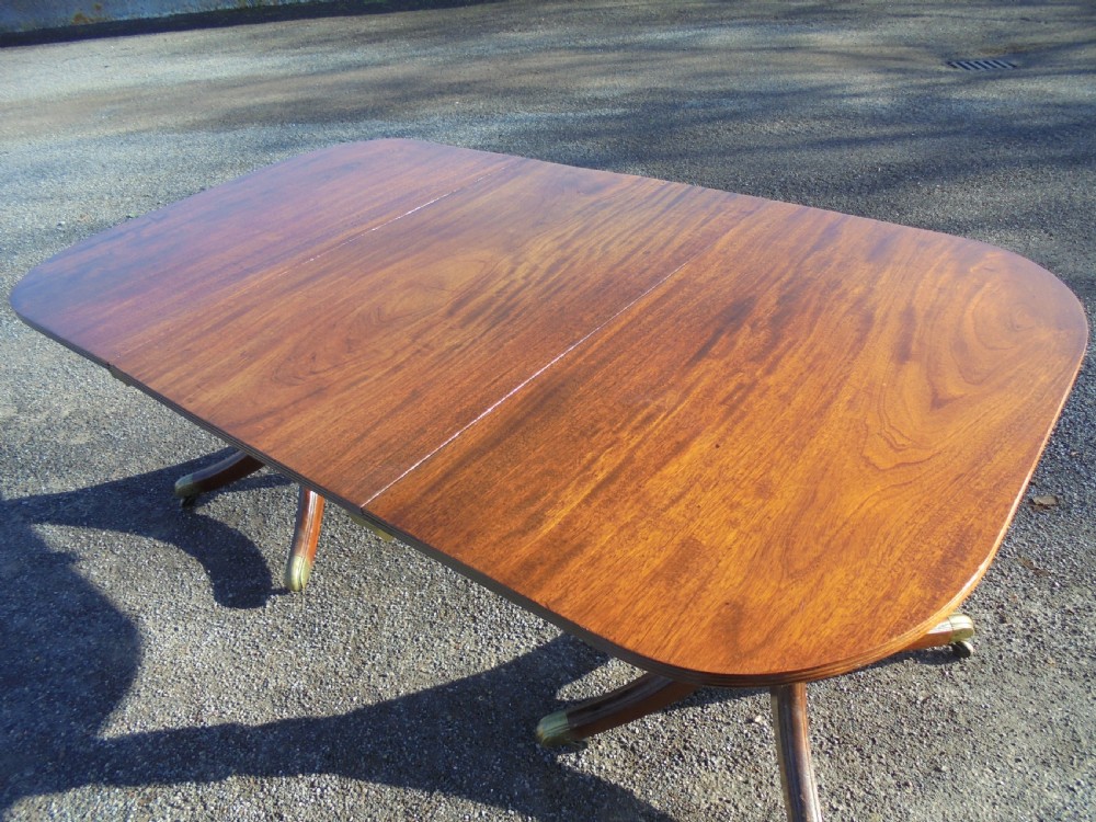 George 3rd Mahogany twin pillar dining table  View III