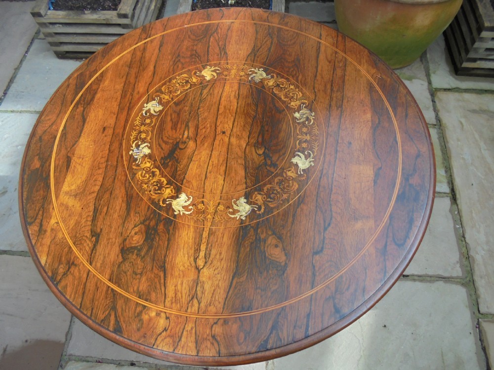19th century ivory inlay rosewood circular table View IV
