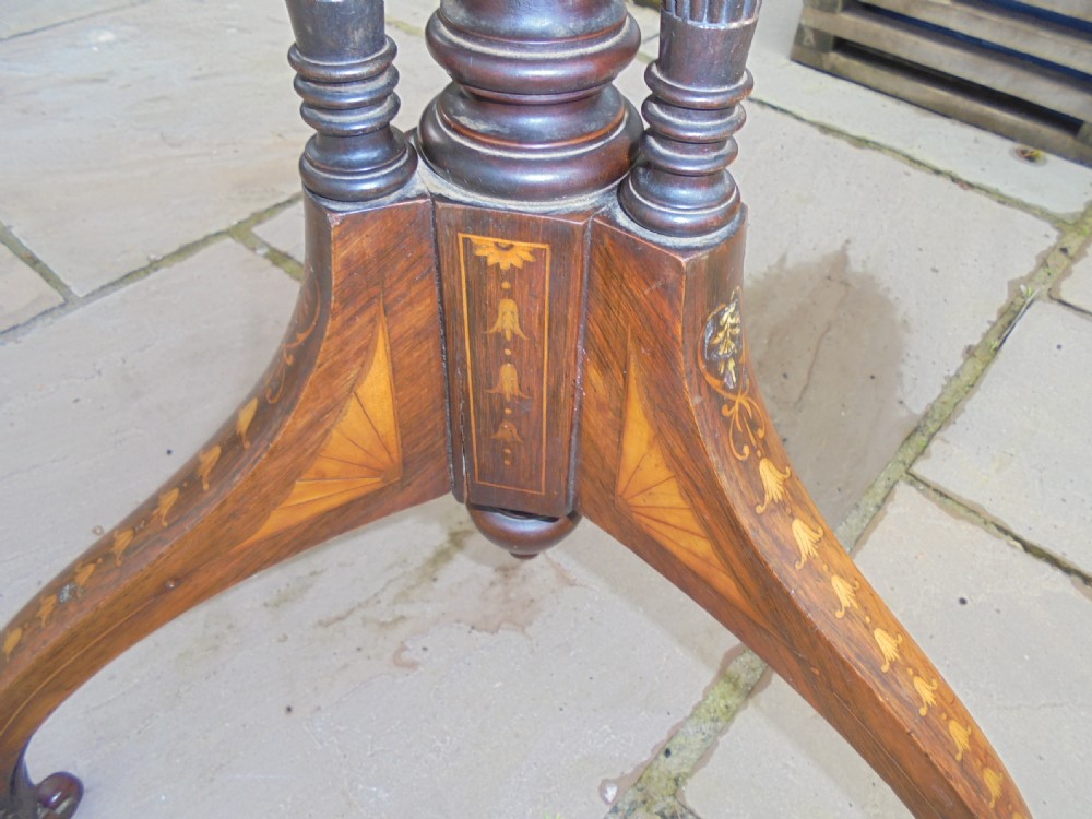 19th century ivory inlay rosewood circular table View VI