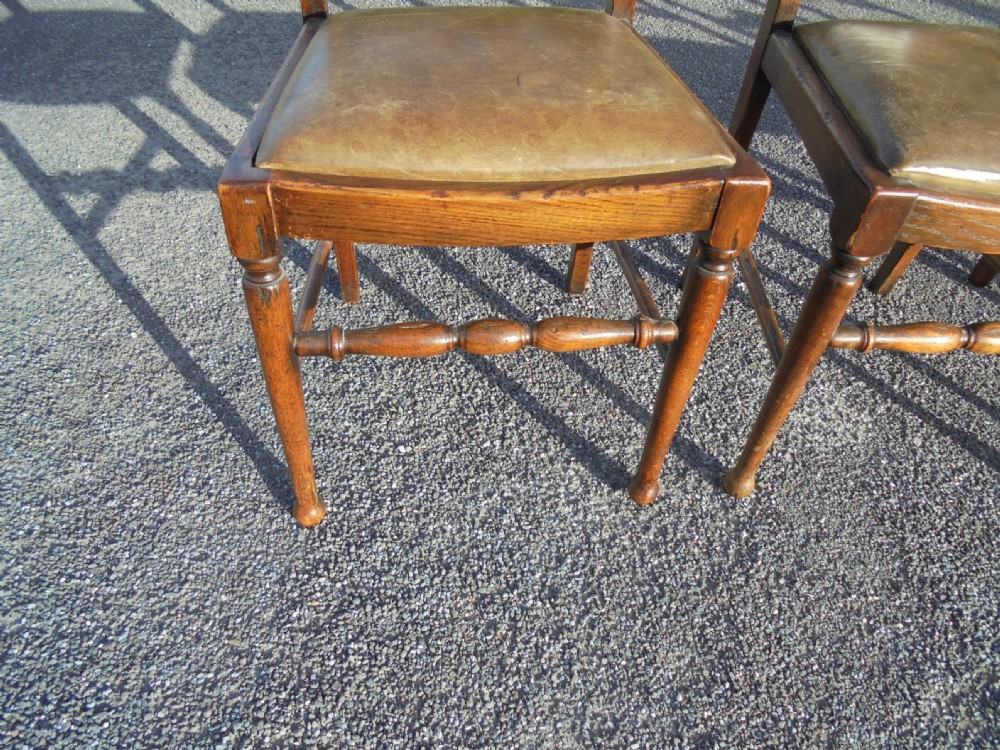 Set of six ladder back chairs with leather seats View III