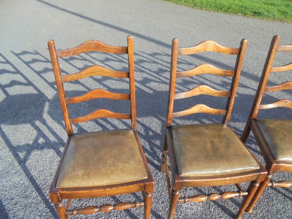 Set of six ladder back chairs with leather seats View IV