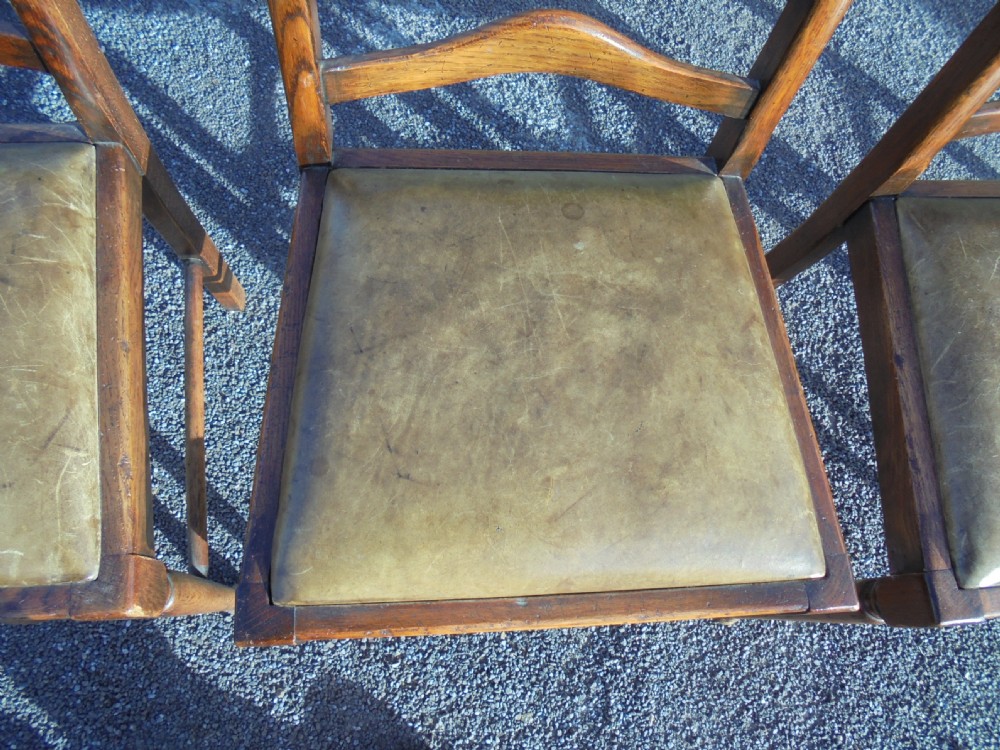 Set of six ladder back chairs with leather seats View V