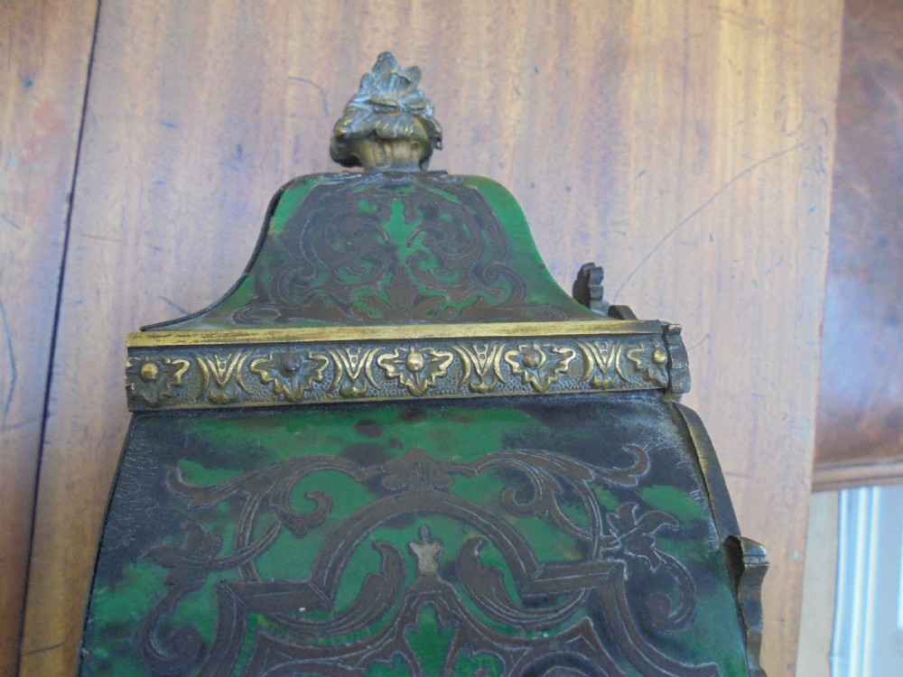 French Louis XV style green tortoiseshell boulle mantel clock View II