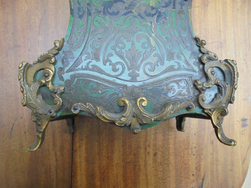 French Louis XV style green tortoiseshell boulle mantel clock View IX