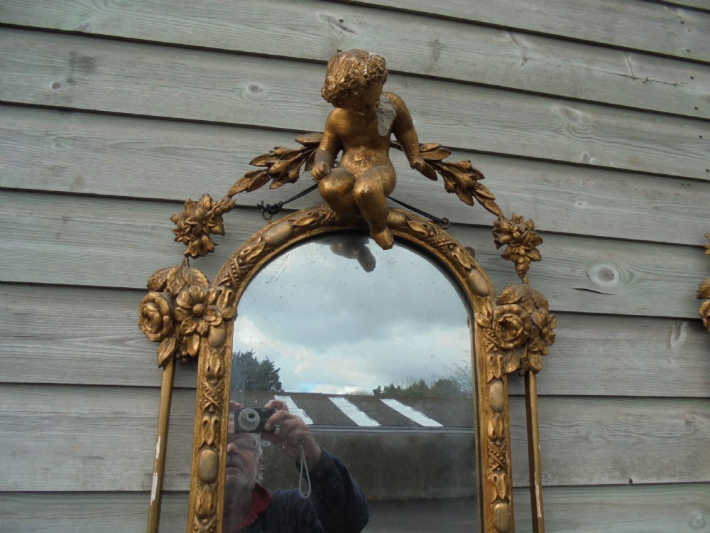 Rare pair of French gilded mirrors 1870 View VI
