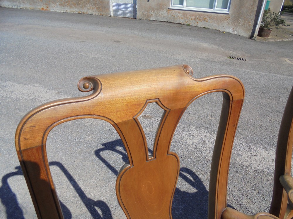 Set of ten walnut Queen Anne style dining chairs View IV