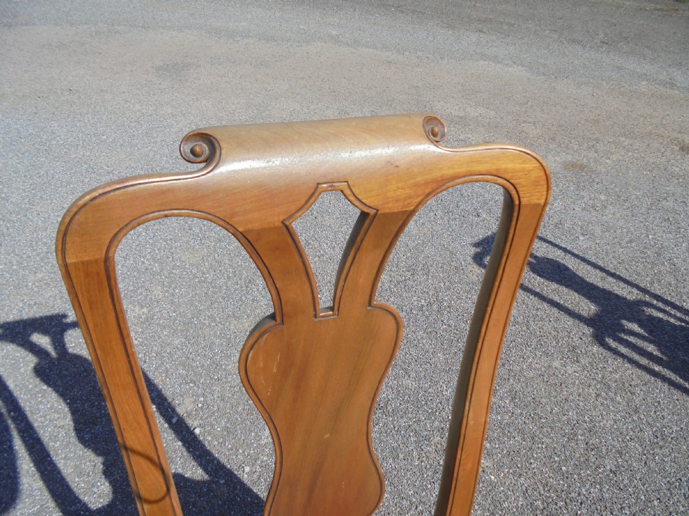 Set of ten walnut Queen Anne style dining chairs View VIII