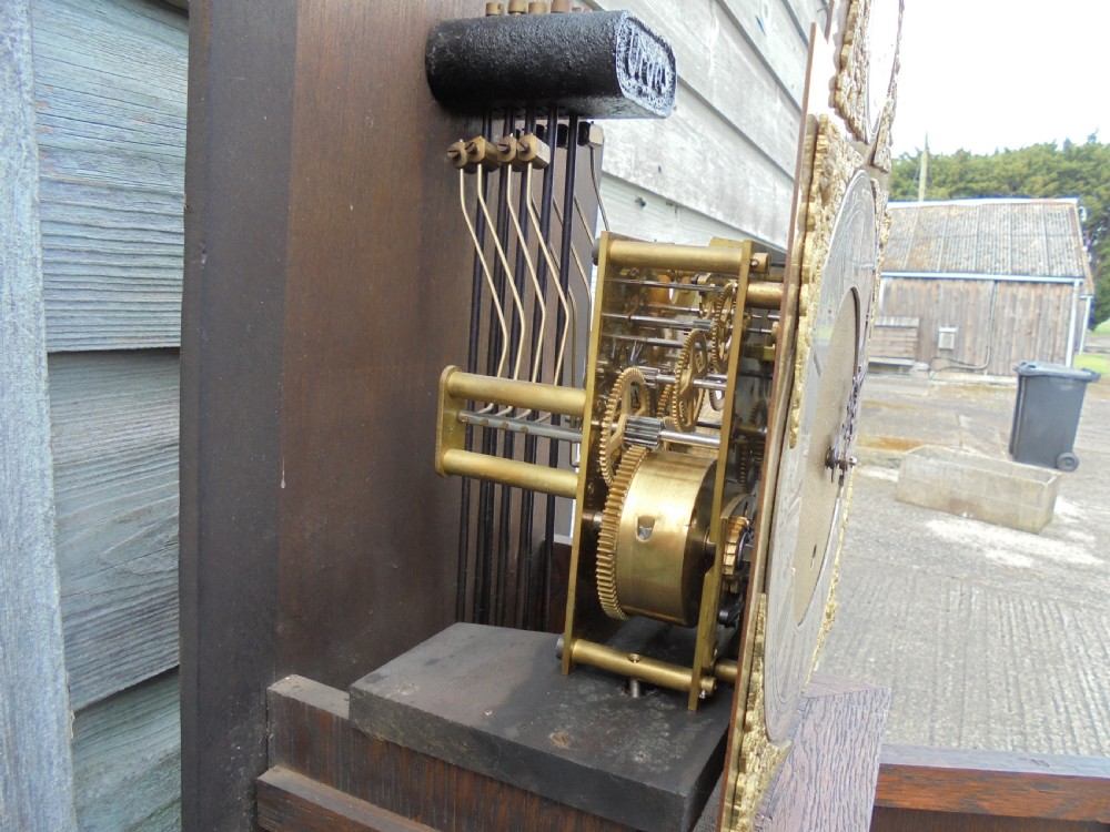 Oak Grandmother chiming long case clock View II