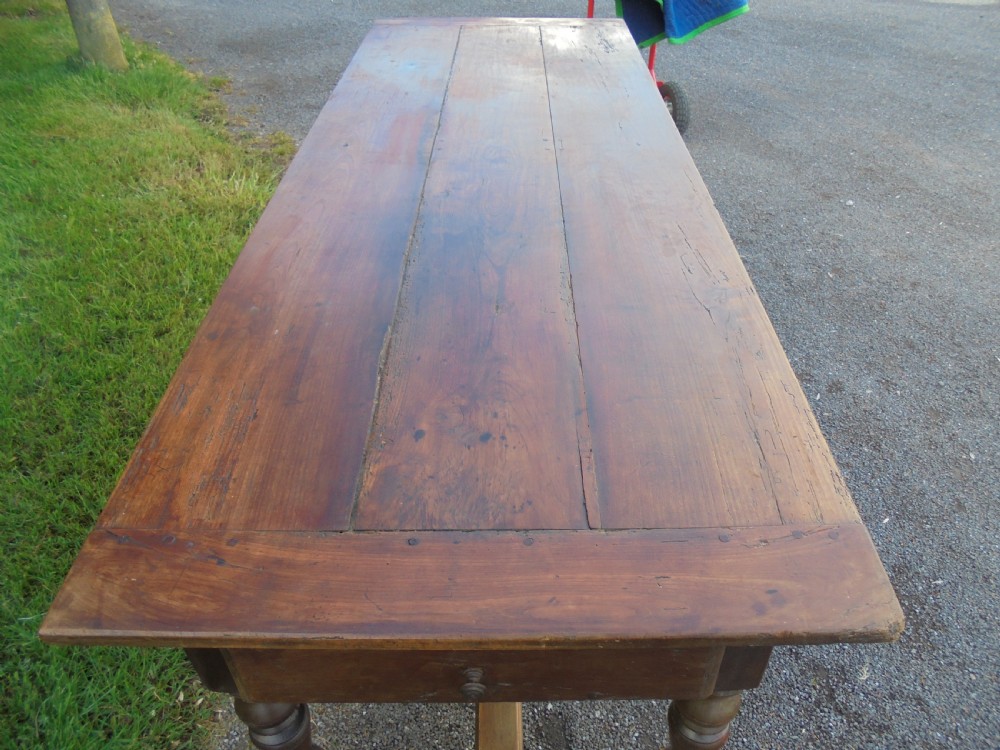 Early 19th century French cherry wood farmhouse table seats eight View V