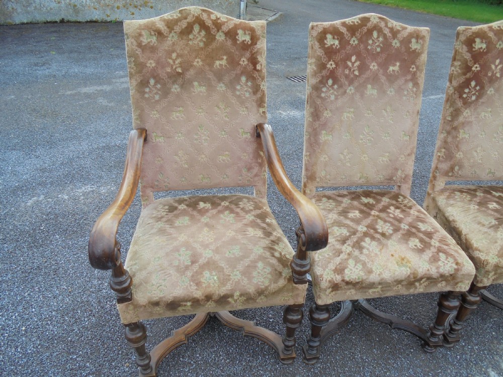 Set ten French 19th century upholstered dining chairs View II