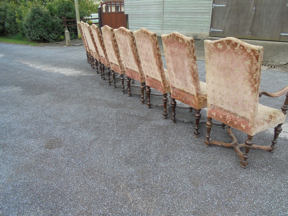 Set ten French 19th century upholstered dining chairs View III